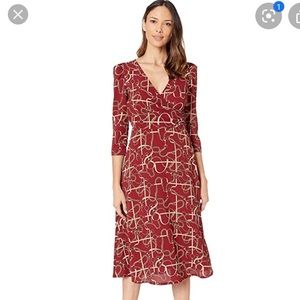 NWT Donna Morgan 3/4 sleeve red gold dress size 0